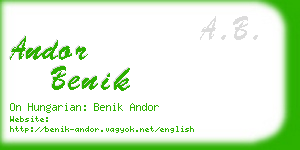 andor benik business card